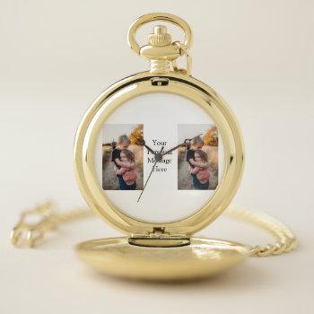Sister Brother Family Add Photo Personal Message H Pocket Watch by Globoartebiz at Zazzle