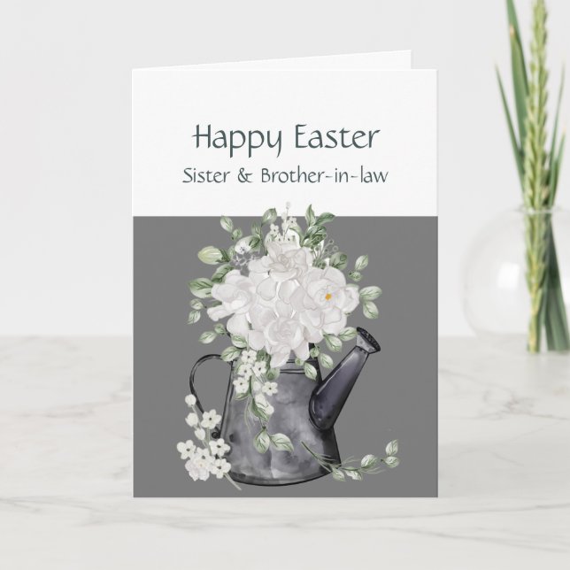 Sister & Brother-in-law  Easter White Flowers  Holiday Card (Front)