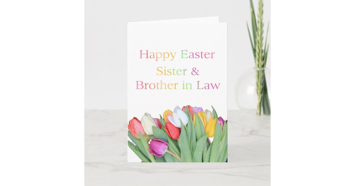Sister + Brother in Law Happy Easter Tulip card | Zazzle.com