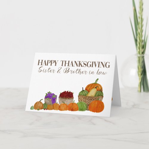 Sister  Brother in Law Pumpkins Thanksgiving Card