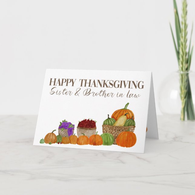 Sister & Brother in Law Pumpkins Thanksgiving Card (Front)