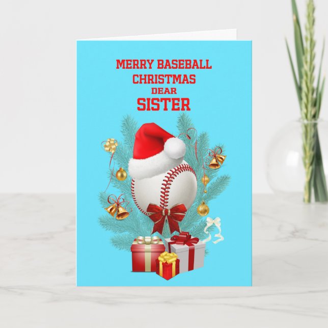 Sister Christmas Baseball Holiday Card (Front)