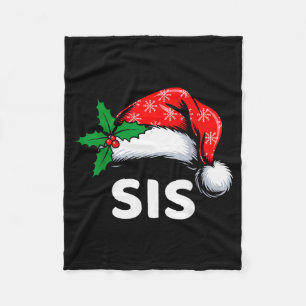 Sister Christmas Family Pajamas Matching Santa Hat Fleece Blanket