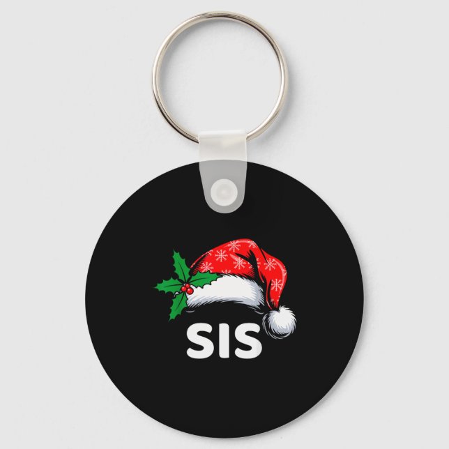 Sister Christmas Family Pajamas Matching Santa Hat Keychain (Front)