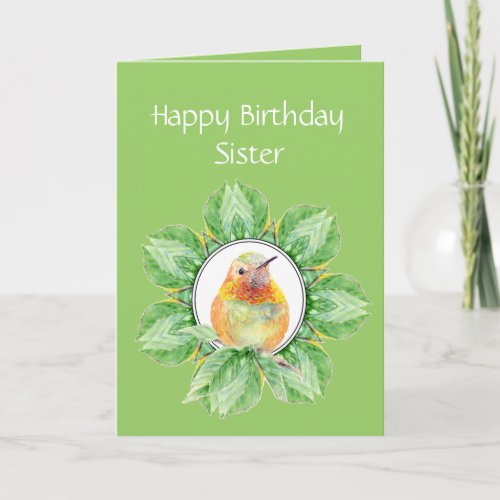 Sister Custom Birthday Rufous Hummingbird Card