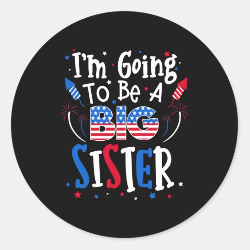 Sister Cute 4th Of July Pregnancy Announcement Gif Classic Round Sticker