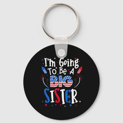 Sister Cute 4th Of July Pregnancy Announcement Gif Keychain