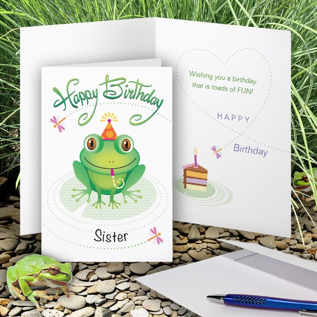 Sister Cute Birthday Frog Card (Creator Uploaded)