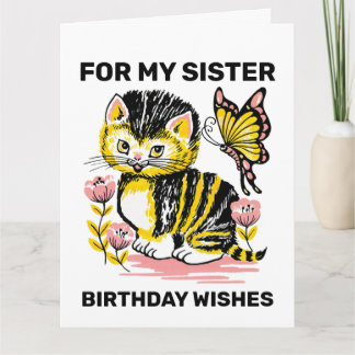 SISTER CUTE CAT HAPPY BIRTHDAY CARD