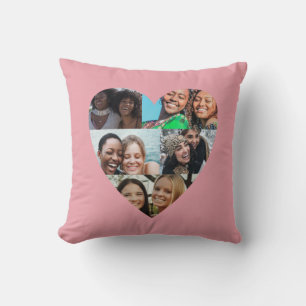 Sister Definition Blush Pink Photo Heart Collage Throw Pillow