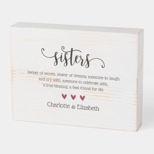 Sister Definition Custom Personalized Wooden Box Sign
