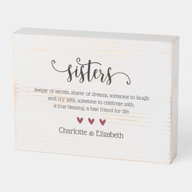 Sister Definition Custom Personalized Wooden Box Sign (Angled Horizontal)