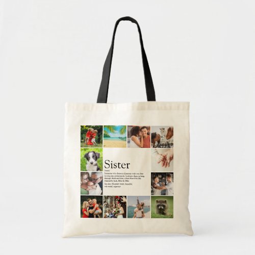 Sister Definition Modern Cool Photo Collage Tote Bag