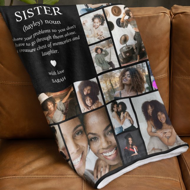 Sister Definition Photo Collage Fleece Blanket (Creator Uploaded)
