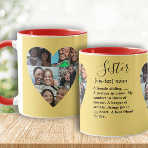 Sister Definition Photo Heart Collage Colorful Mug