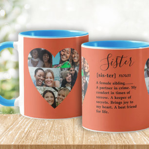 Sister Definition Photo Heart Collage Colorful Mug