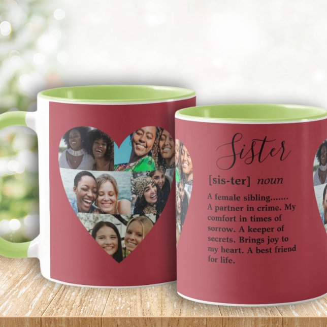 Sister Definition Photo Heart Collage Colorful Mug (Creator Uploaded)