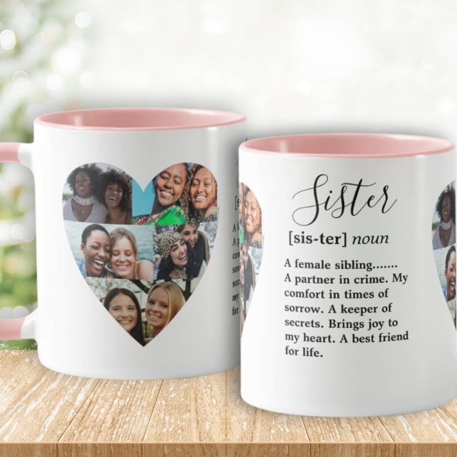 Sister Definition Photo Heart Collage Mug (Creator Uploaded)