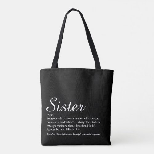 Sister Definition Script Modern Fun Tote Bag