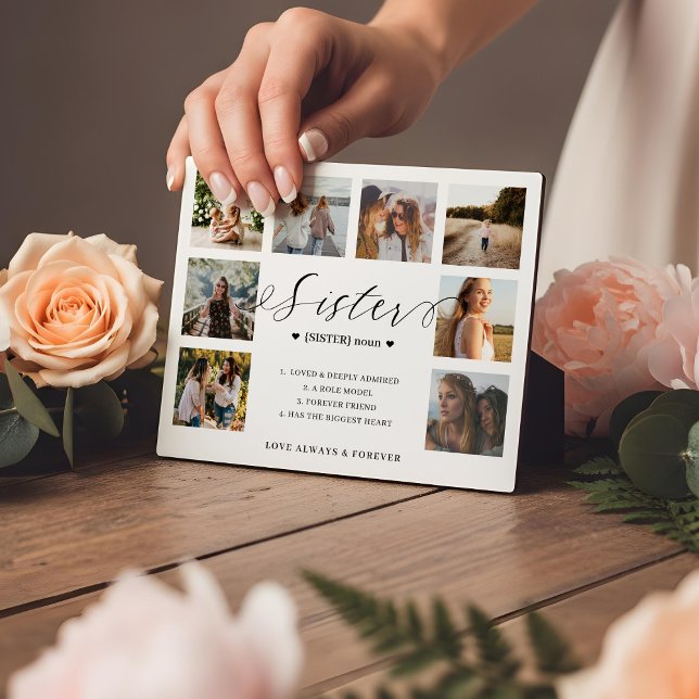 Sister Definition Script Photo Collage Keepsake Plaque (Sister Definition Script Photo Collage Keepsake Plaque)