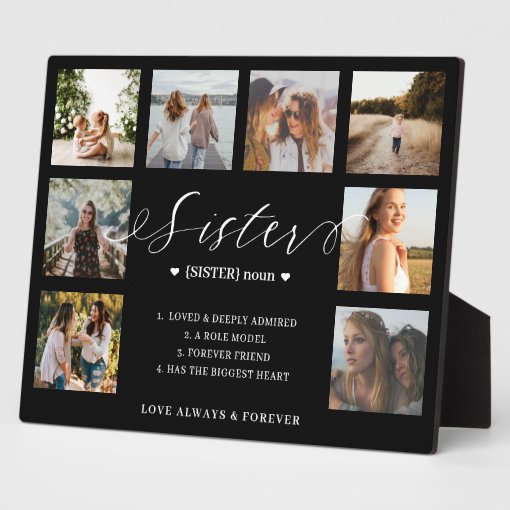 Sister Definition Script Photo Collage Keepsake Plaque | Zazzle