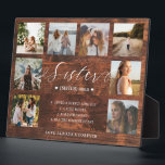 Sister Definition Script Photo Collage Woodgrain Plaque<br><div class="desc">Send a beautiful personalized gift to your sister that she'll cherish forever. The plaque is designed like a dictionary definition with "sister" designed in a beautiful handwritten script style with a faux woodgrain background. Special personalized photo collage photo block to display your own special family photos and memories. Our design...</div>
