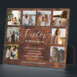 Sister Definition Script Photo Collage Woodgrain Plaque<br><div class="desc">Send a beautiful personalized gift to your sister that she'll cherish forever. The plaque is designed like a dictionary definition with "sister" designed in a beautiful handwritten script style with a faux woodgrain background. Special personalized photo collage photo block to display your own special family photos and memories. Our design...</div>