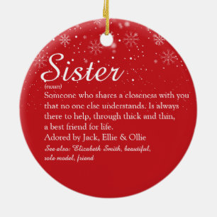 Sister Definition Snowflakes Photo Christmas Ceramic Ornament