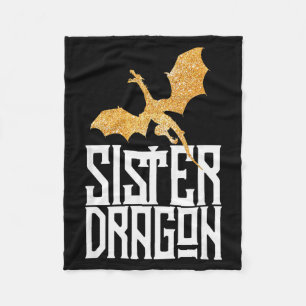 Sister Dragon Christmas Matching Family Tribe Girl Fleece Blanket