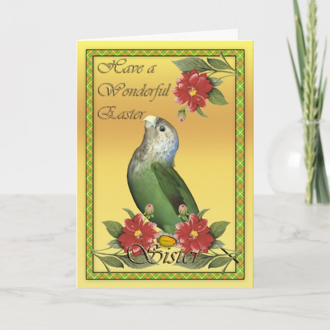 Sister Easter card with Cape Parrot (Front)
