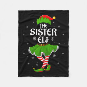 Sister Elf Christmas Family Girls Women Elf Squad Fleece Blanket