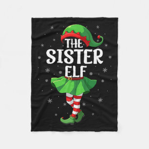 Sister Elf Christmas Girls Women Elf Squad Xmas Fa Fleece Blanket