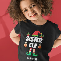 Sister elf family matching christmas outfit name