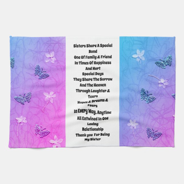 Sister Embellished Kitchen Towel (Horizontal)