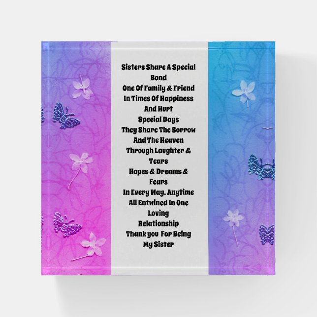 Sister Embellished Paperweight (Front)