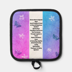 Sister Embellished Pot Holder