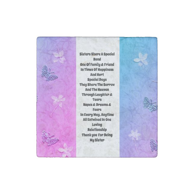 Sister Embellished Stone Magnet (Front)