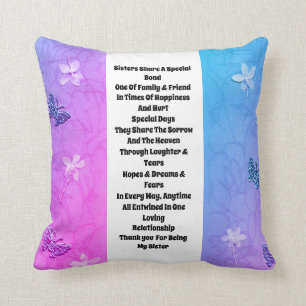 Sister Embellished Throw Pillow
