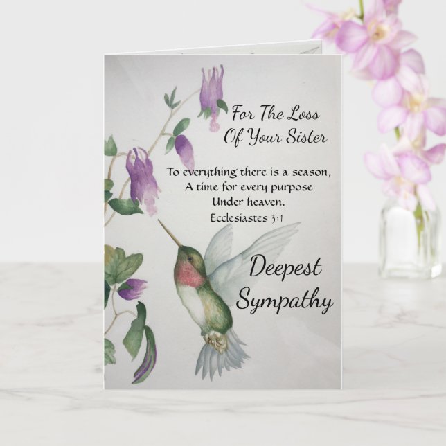 Sister Everything There Is A Season Quote Sympathy Card (Orchid)