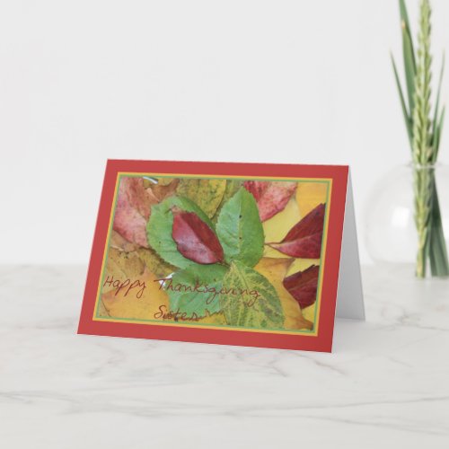 Sister fall foliage thanksgiving greeting holiday card