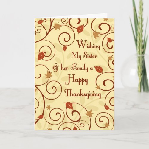 Sister  Family Happy Thanksgiving Card