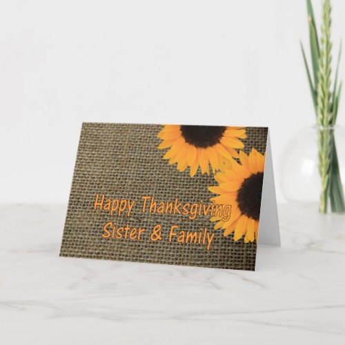 Sister  Family Thanksgiving Card