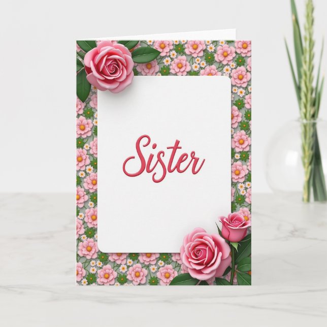 Sister Floral Bouquet Card (Front)
