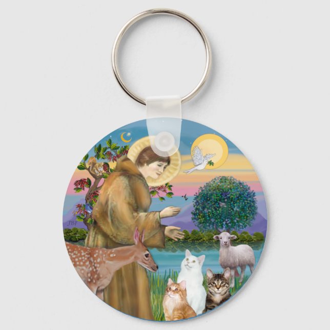 Sister Frances Blessing 5 cats Keychain (Front)