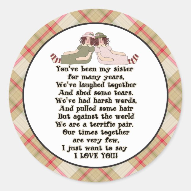 Sister fun Family cartoon sticker (Front)