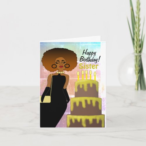 Sister Funny African American Happy Birthday Card