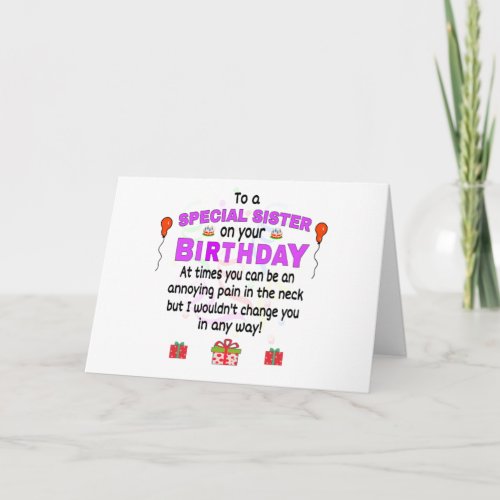 Sister Funny Birthday Card