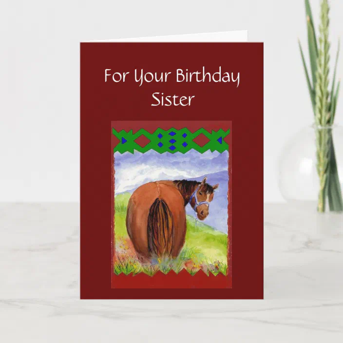 Sister Funny Birthday Wishes Horses Diet Cake Card Zazzle Com