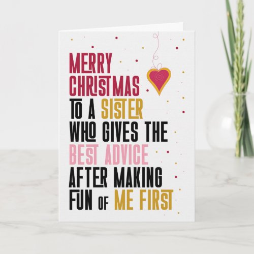 Sister Funny Christmas Banter and Sibling Rivalry Holiday Card