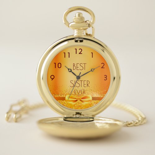 Sister gold bow pocket watch